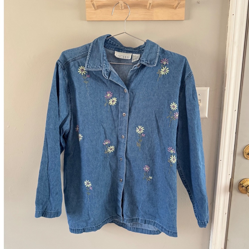 Vintage Casey & Max denim button-up